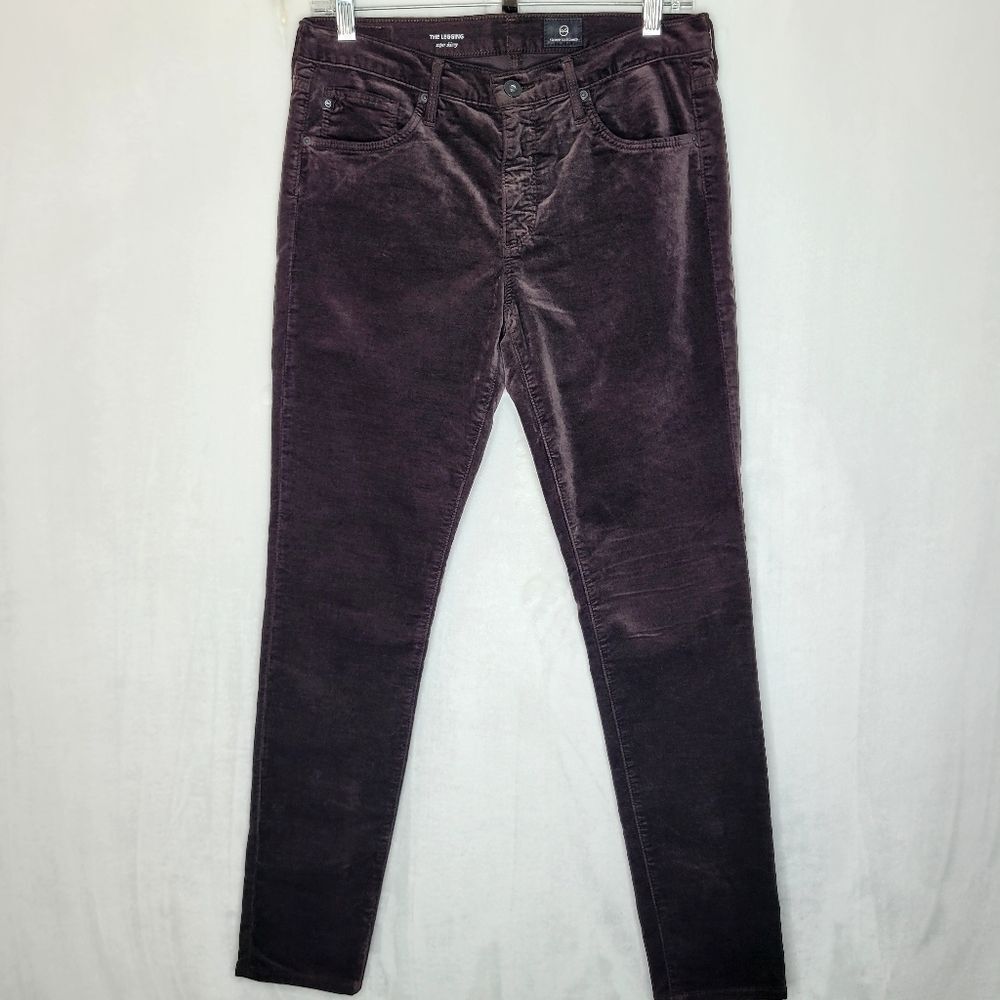 Ag Adriano Goldschmied The Legging Super Skinny Brown Velvet Pants Size 29